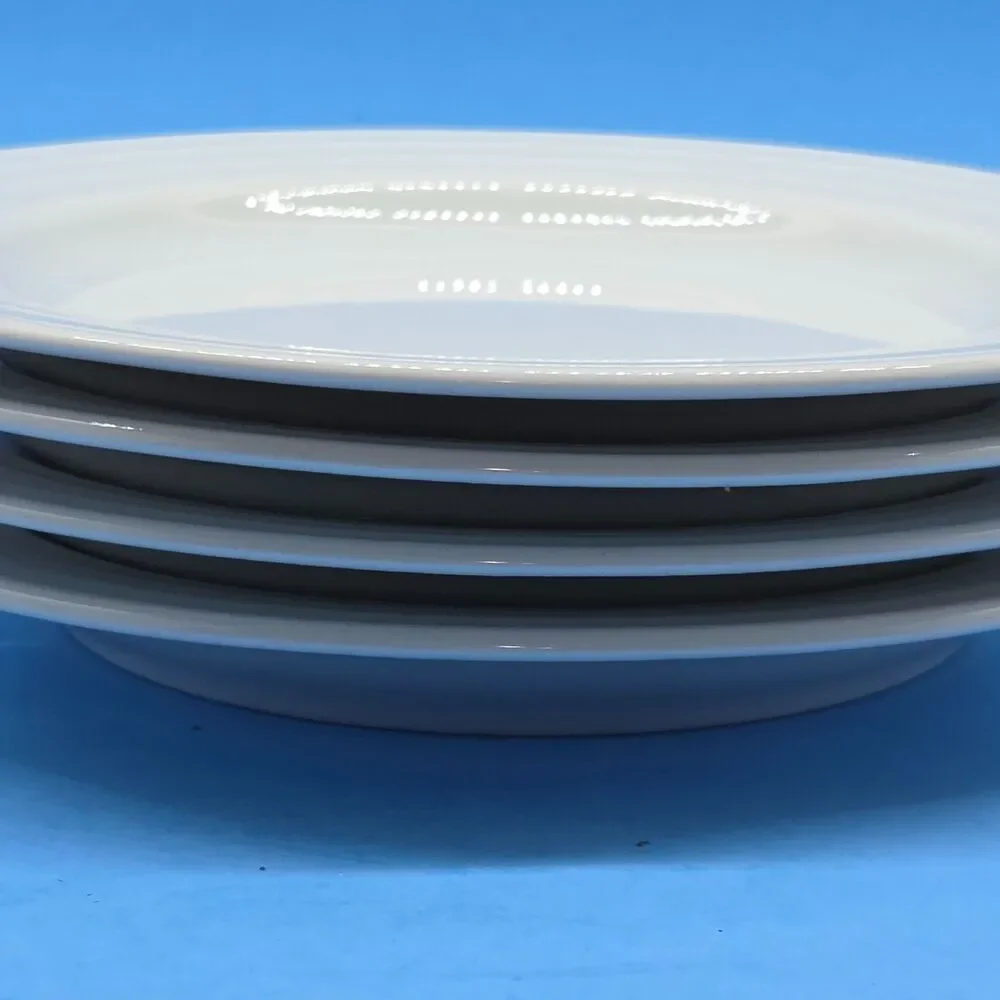 Crate & Barrel Roulette Salad Plates White Spal Porcelain 8 1/4